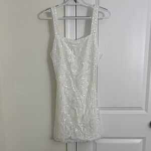 12th Tribe White Sequin Mini Dress